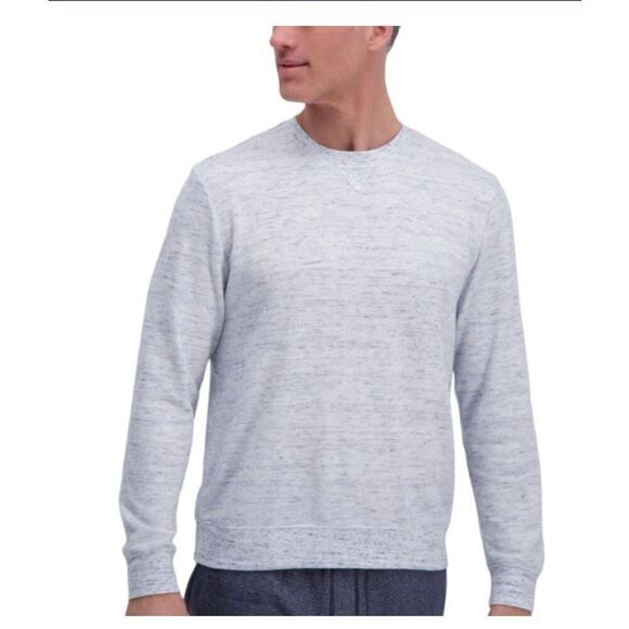 NWT Haggar mens Texture jersey crewneck shirt sweatshirt heathered gray large - Picture 1 of 5